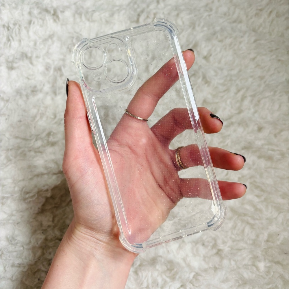 clear glitter sparkle silicone iphone 15 phone case